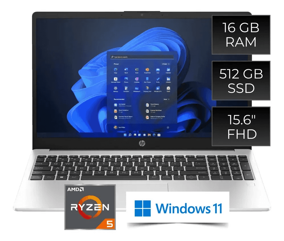 Notebook Hp 255r G10 Amd Ryzen 5 7535u 16gb Ram 512gb Ssd Windows 11 Home Color Plata